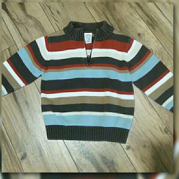 Gymboree Striped Sweater 1/4 Zip Mock Neck 12-18 - Picture 1 of 3